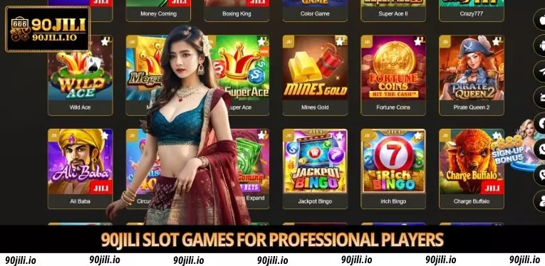 90Jili gameplay interface displaying casino game tiles and navigation